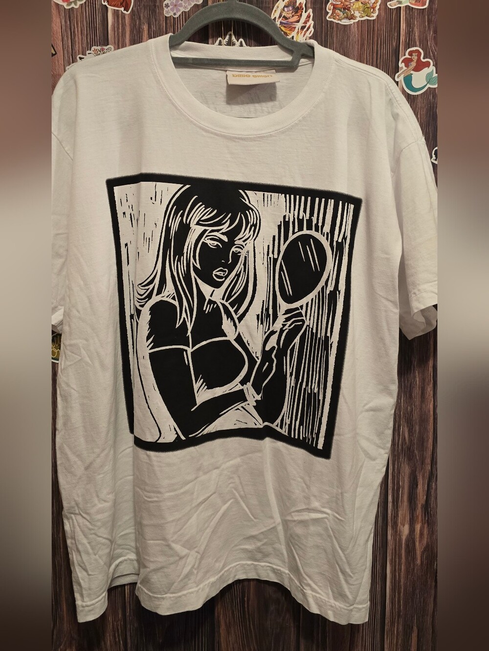 Billie Eilish White Graphic Tee with Black Illustration